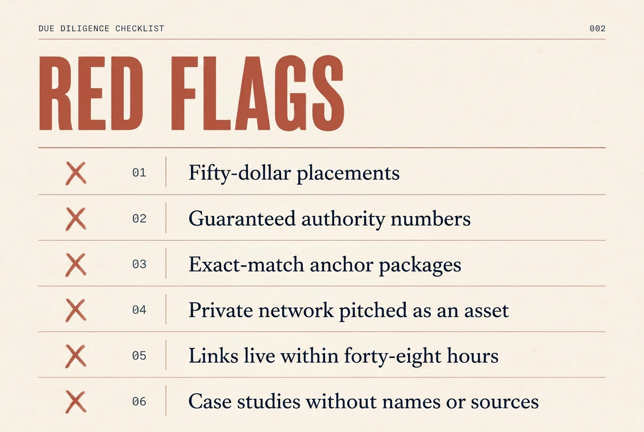 Red flags that end a SaaS link building agency call