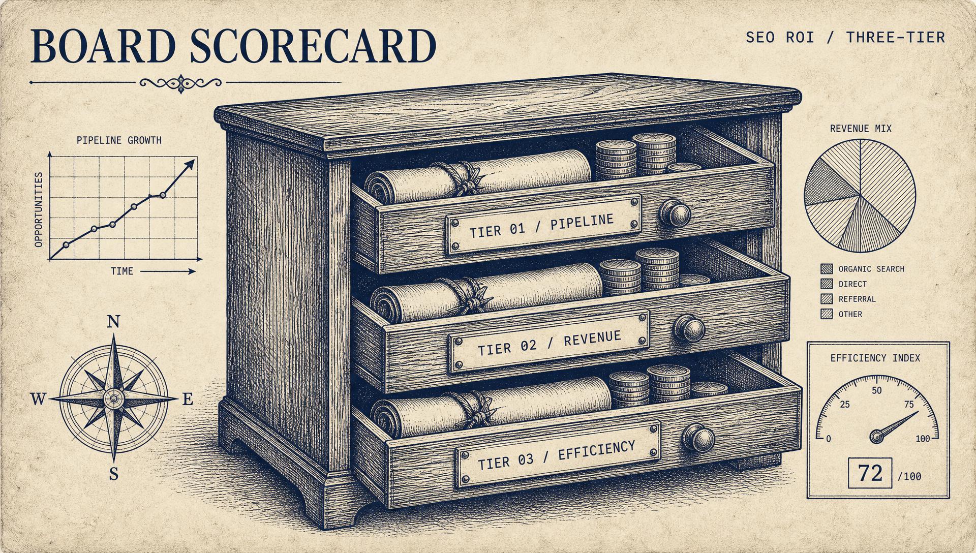 B2B SaaS SEO ROI for Board Reporting: Three-Tier Scorecard