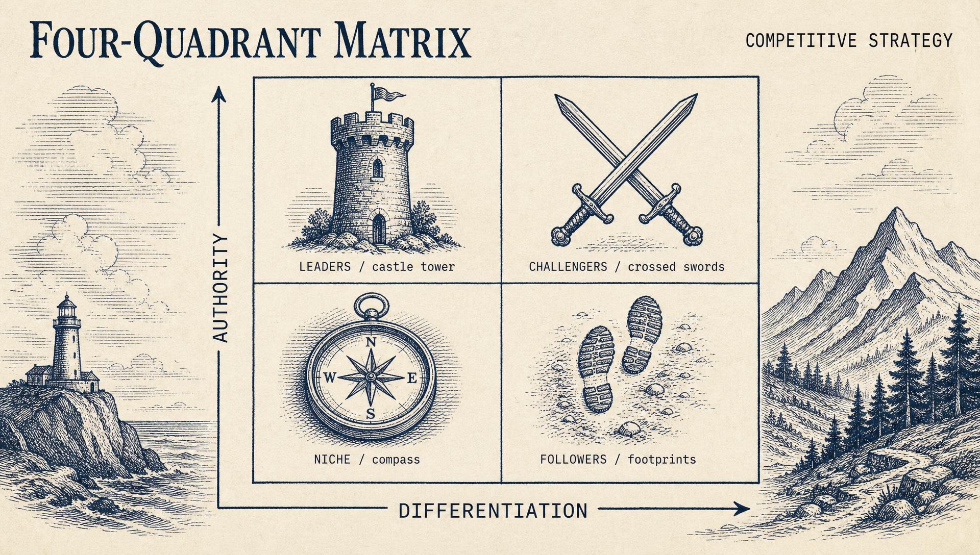Competitive B2B SaaS SEO Strategy: Four-Quadrant Matrix